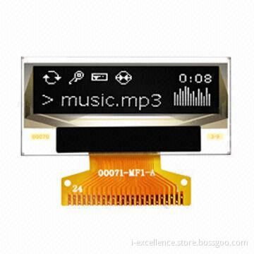 1.1-inch White Color OLED Display Module with 26.86 x 7.54mm Active Area and Long Shape